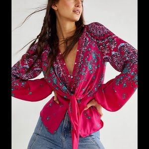 NWT- Run Free Printed Blouse by Free People